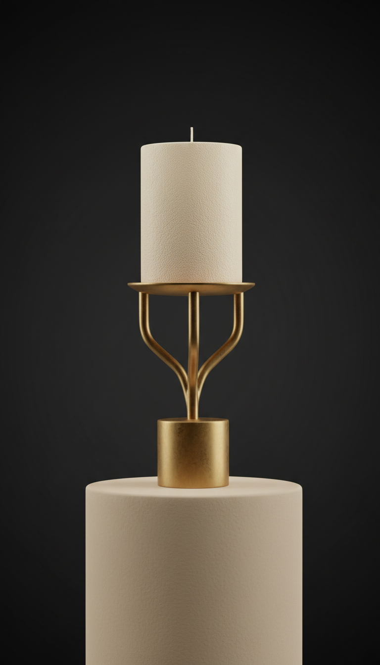 Brushed Metal Candleholder Set