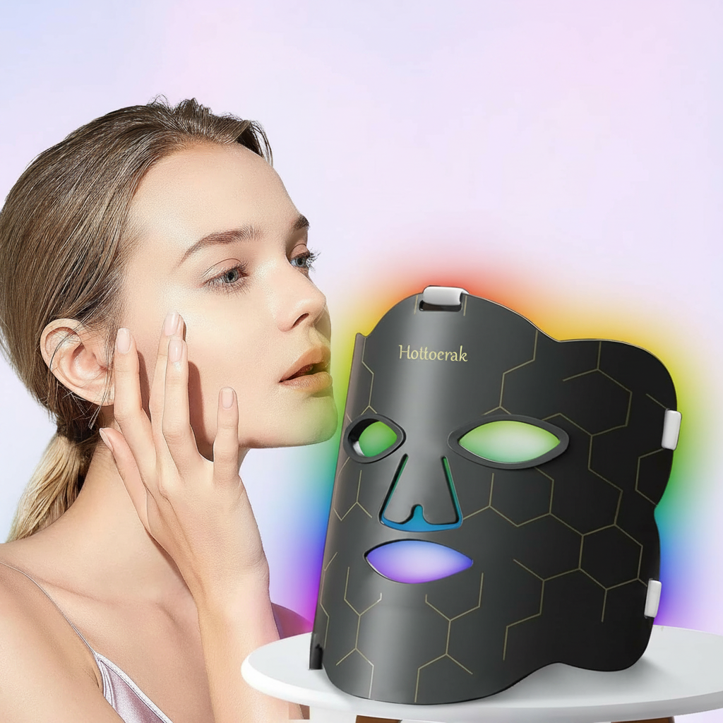 Hottoerak Red Light Therapy for Face, Portable and Soft LED Face Mask Light Therapy Suitable for Home or Travel