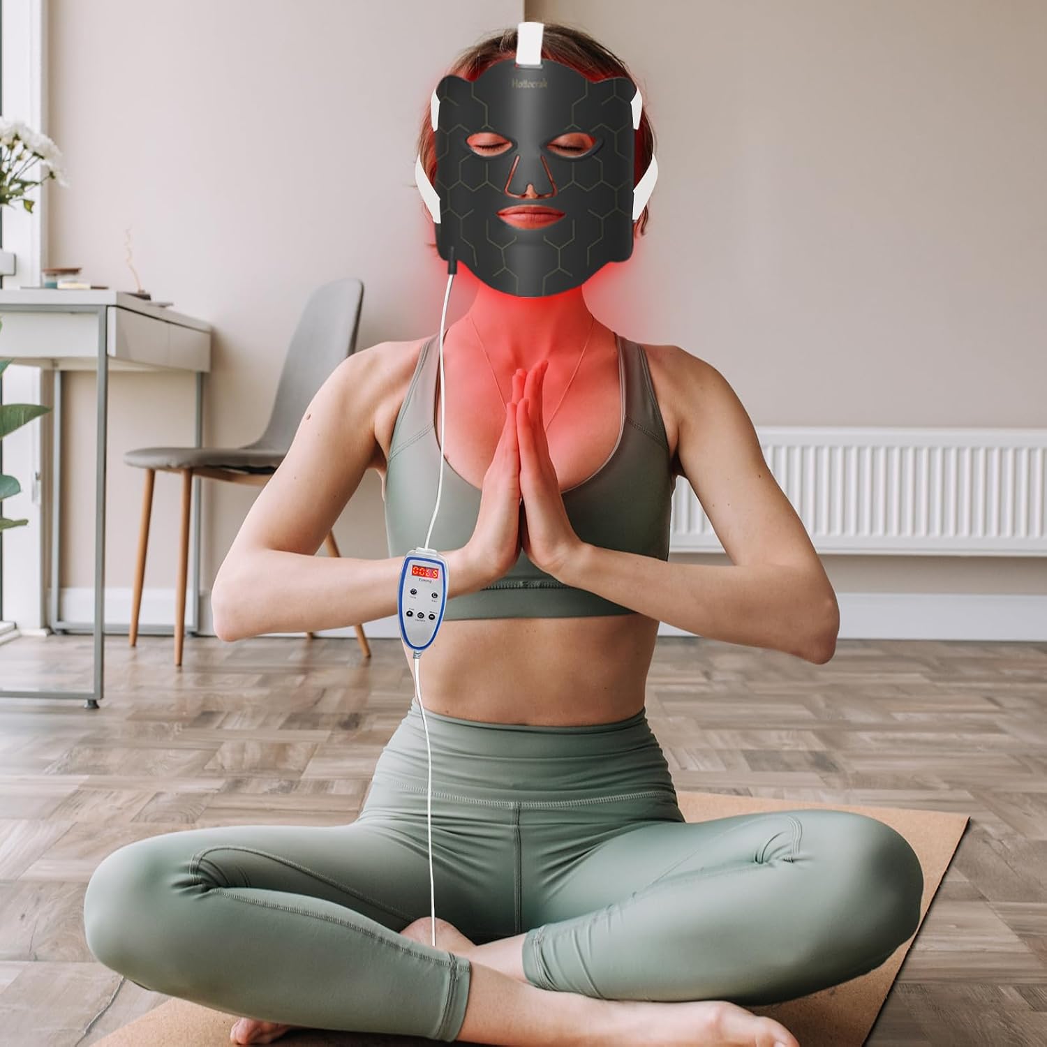 Hottoerak Red Light Therapy for Face, Portable and Soft LED Face Mask Light Therapy Suitable for Home or Travel