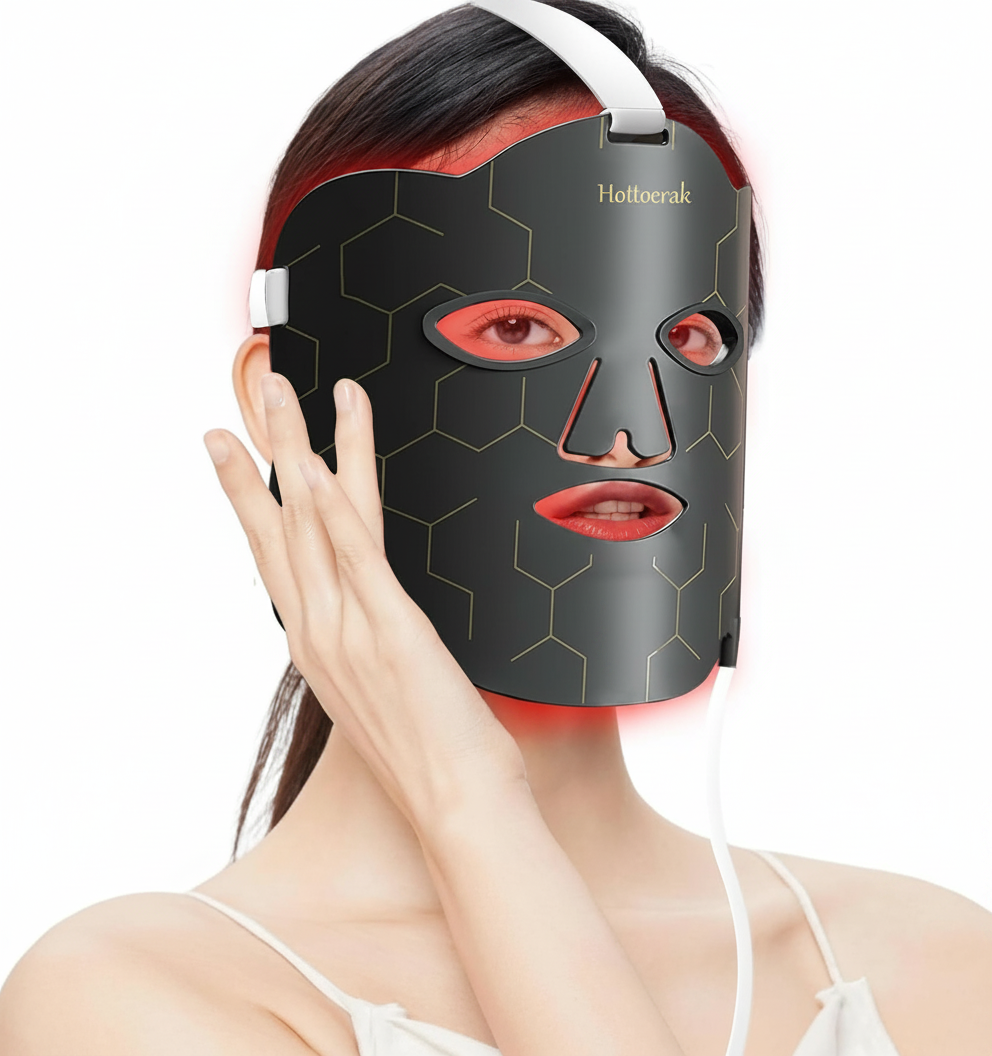 Hottoerak Red Light Therapy for Face, Portable and Soft LED Face Mask Light Therapy Suitable for Home or Travel