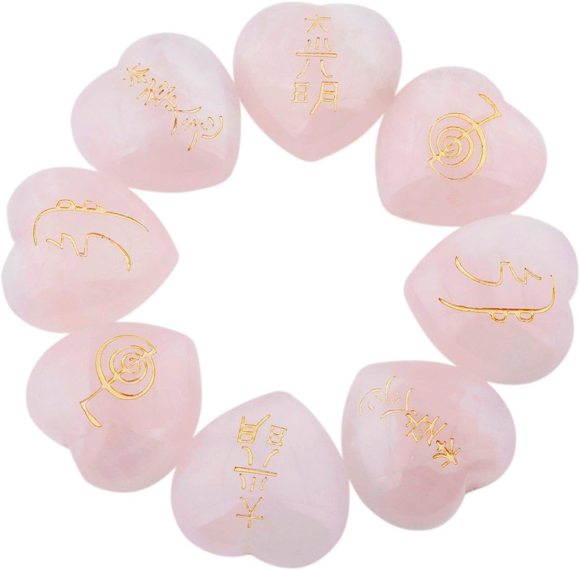 rockcloud 4PCS Rose Quartz Heart Love Stones Polished Engraved Pocket Stone | Palm Stones for Reiki Balancing, Healing Crystal Grids, 0.98 inch, Meditation Kits, Crystal Collection, Home Desk Decoration