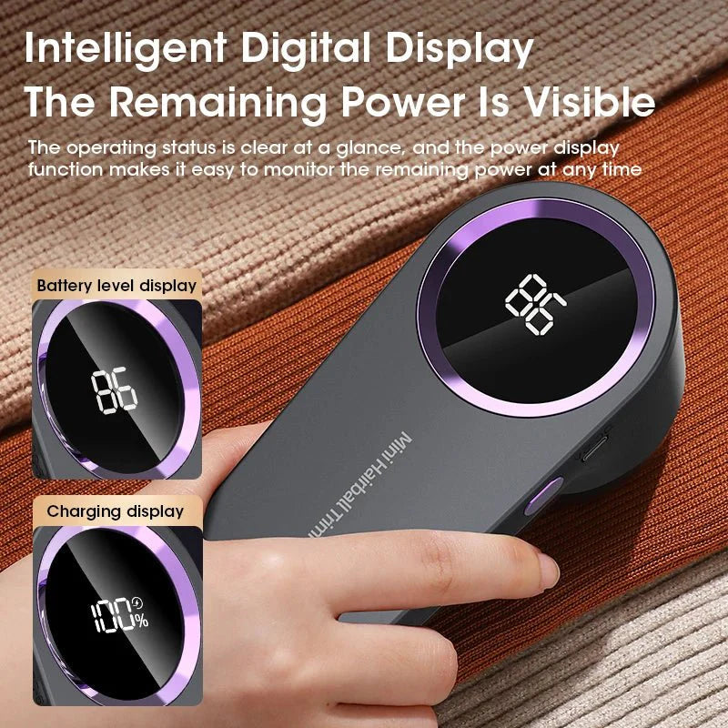 Digital Display Electric Lint Remover for Clothes - Electric Hairball Trimmer with LED Digital Display USB Charging Pellet Removes Lint from Clothes
